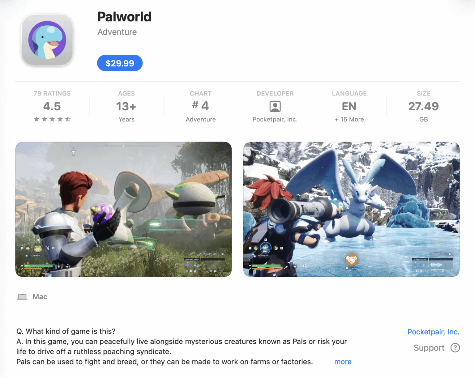 Mac App Store バージョンの Palworld が存在することを考えると、Mac バージョンの Palworld が Steam で入手できると期待できますか?