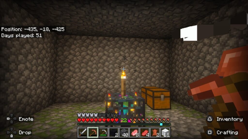 スポナー部屋でチェストが2つ見つかりました