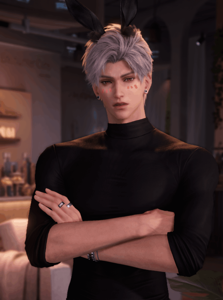 今週彼はウサギの耳を感じている