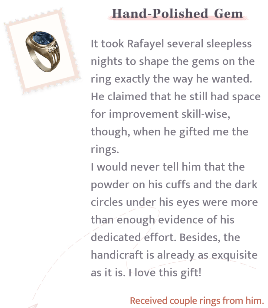 その指輪が実際には婚約指輪ではないことが分かると、ラファエルの指輪がさらに良くなります。