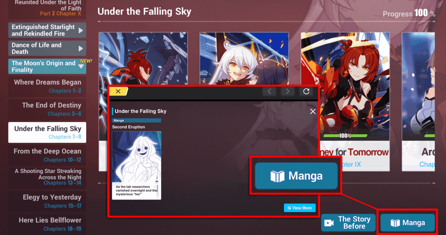 ICYDK と、HoYostans (またはその他) のストーリー ガイドに圧倒されている場合は、P1 ストーリーの初期のアークに関連するマンガ/外部のこのボタンがあります。