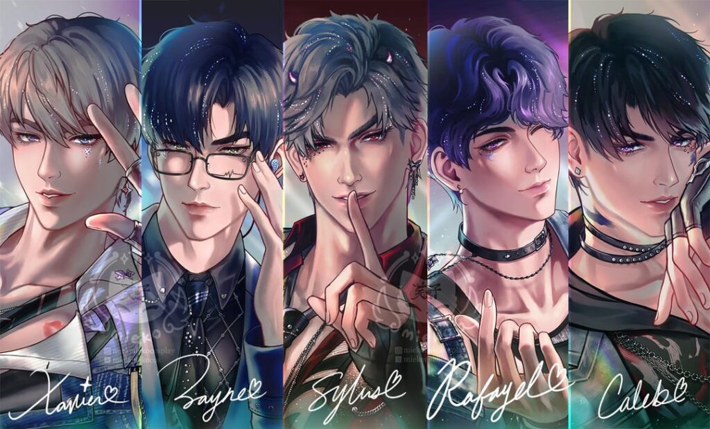 私が作ったアイドルグループのファンアートです！ ✨☃️🐟🐦‍⬛🍎