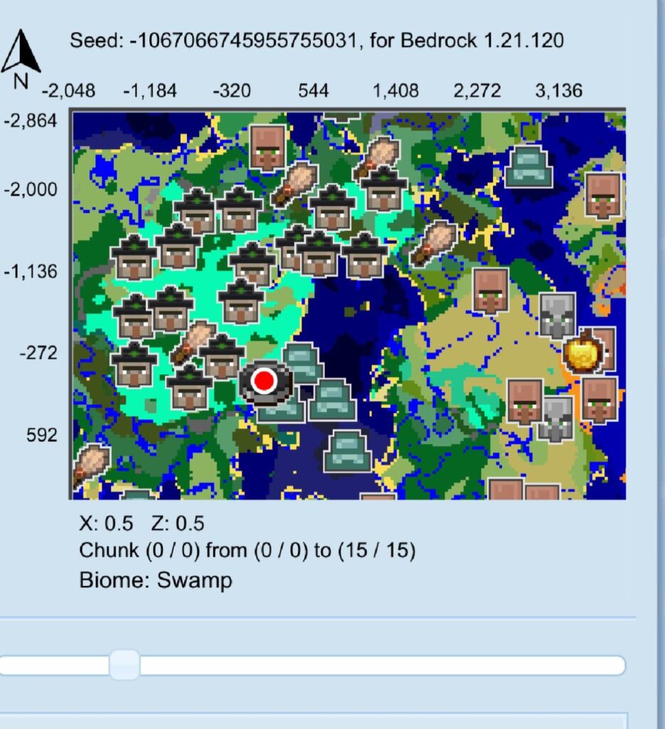 同じ地域に 17 個の魔女がスポーンし、そのほとんどが 2 個ずつ、または 3 個ずつくっついています。4 つの海洋記念碑があり、そのうち 3 個はくっついています。