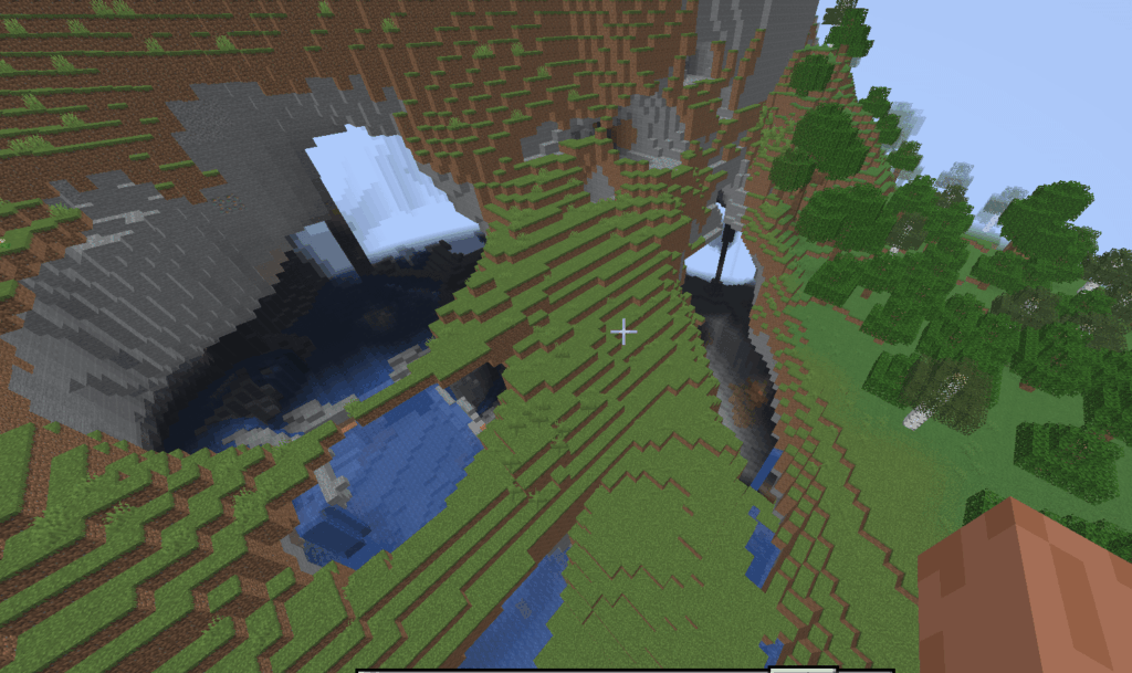 スポーン地点にある巨大な洞窟