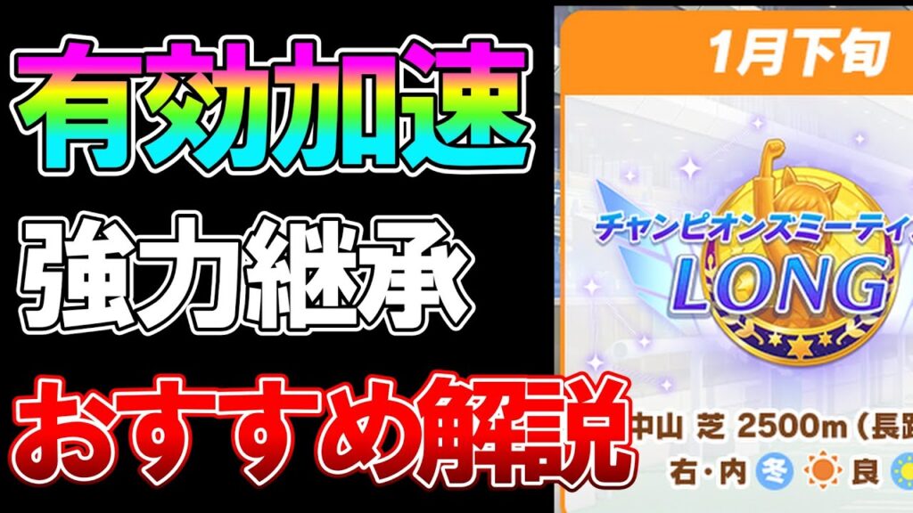 【ウマ娘】来年の1月チャンミに向けて知っておきたいレース概要、メイン加速、強力な継承、おすすめ因子周回サポについて解説【有馬記念】