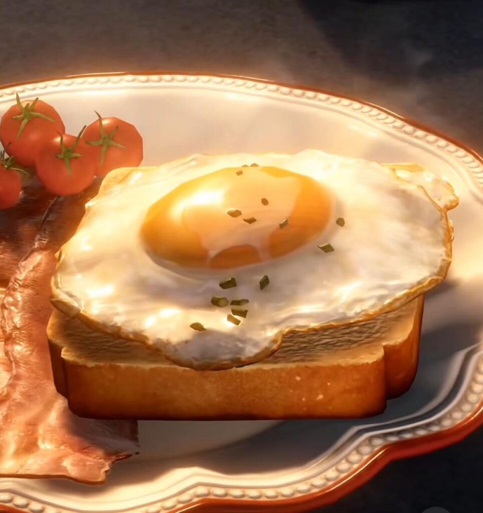 卵とトーストのデザインを任されたあの人は、とても一生懸命食べました😮‍💨😂