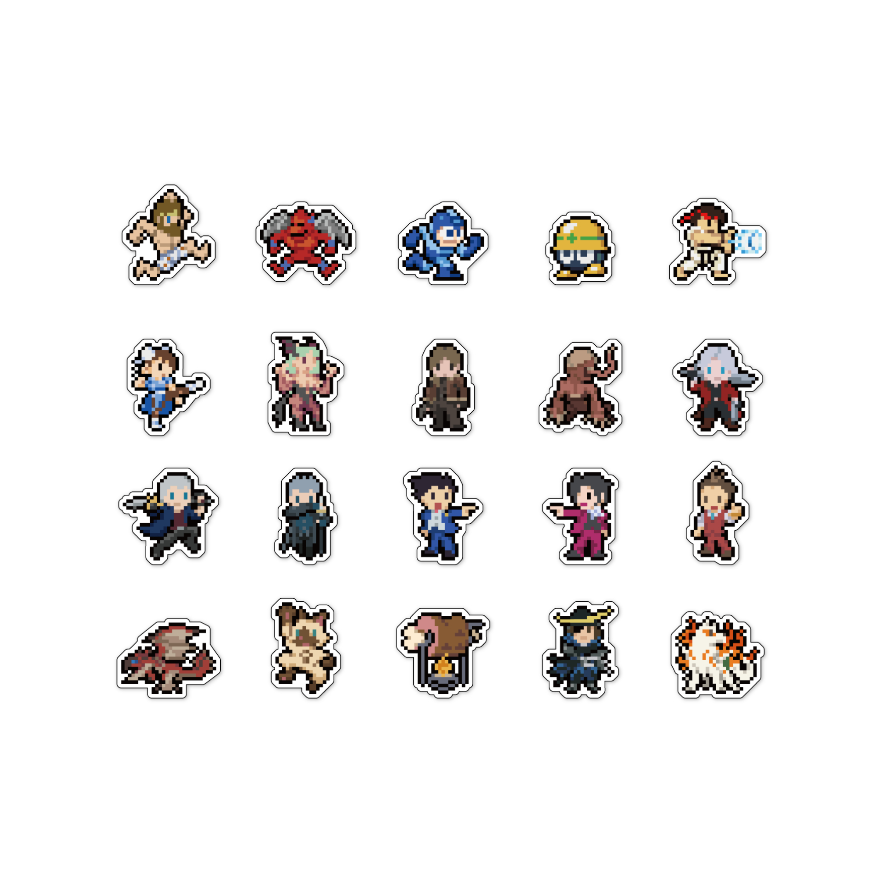 フレークシール 1,210円（税込） ドット絵のキャラクターたちのフレークシールセット。20種×2枚で40枚入り。 （C）CAPCOM