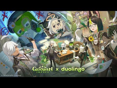原神 × Duolingo コラボティザー: パイモンのクラッシュコースアドベンチャー!