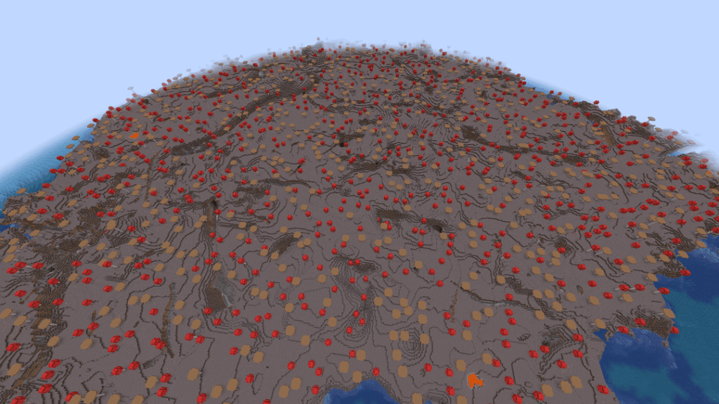 私が今まで見た中で最大のキノコ島と、他の多くのキノコ島、氷のバイオーム、デザートプラトーを持つシード