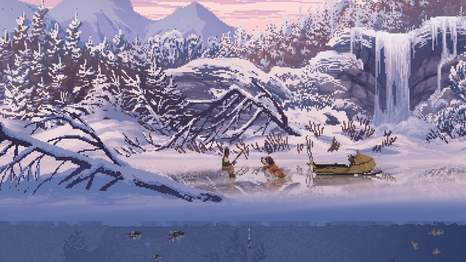 美麗ドット絵のんびり船釣りゲーム『Cast n Chill』大型アプデで「氷上釣り」できる新エリア実装。冬の釣りのお供に、新たなもふもふ大型犬も - AUTOMATON