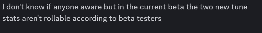 現在の 3.0 ベータ版では、チューンブレイクの 2 つの新しい統計はロール可能ではありません