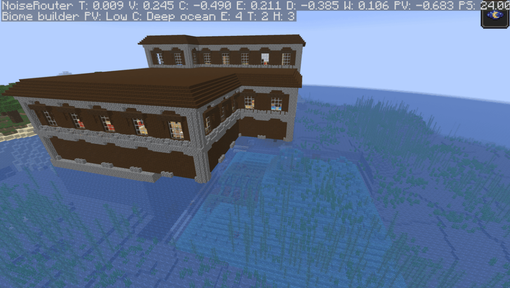 海の記念碑と交差するマンション!!採掘疲労シードで村人たちと戦う: -1146129695686848738