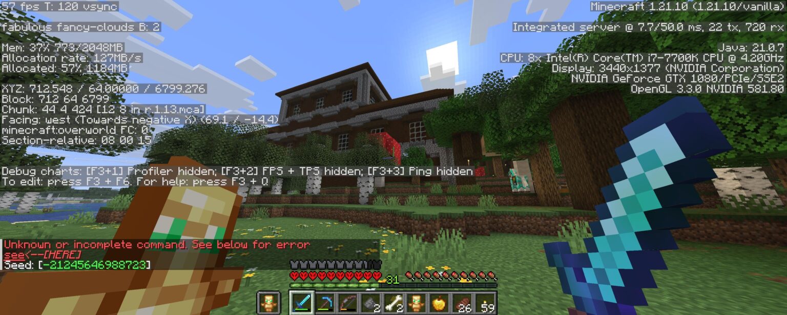 森の邸宅 5 人のエヴォーカーとともにスポーン (大規模バイオーム)