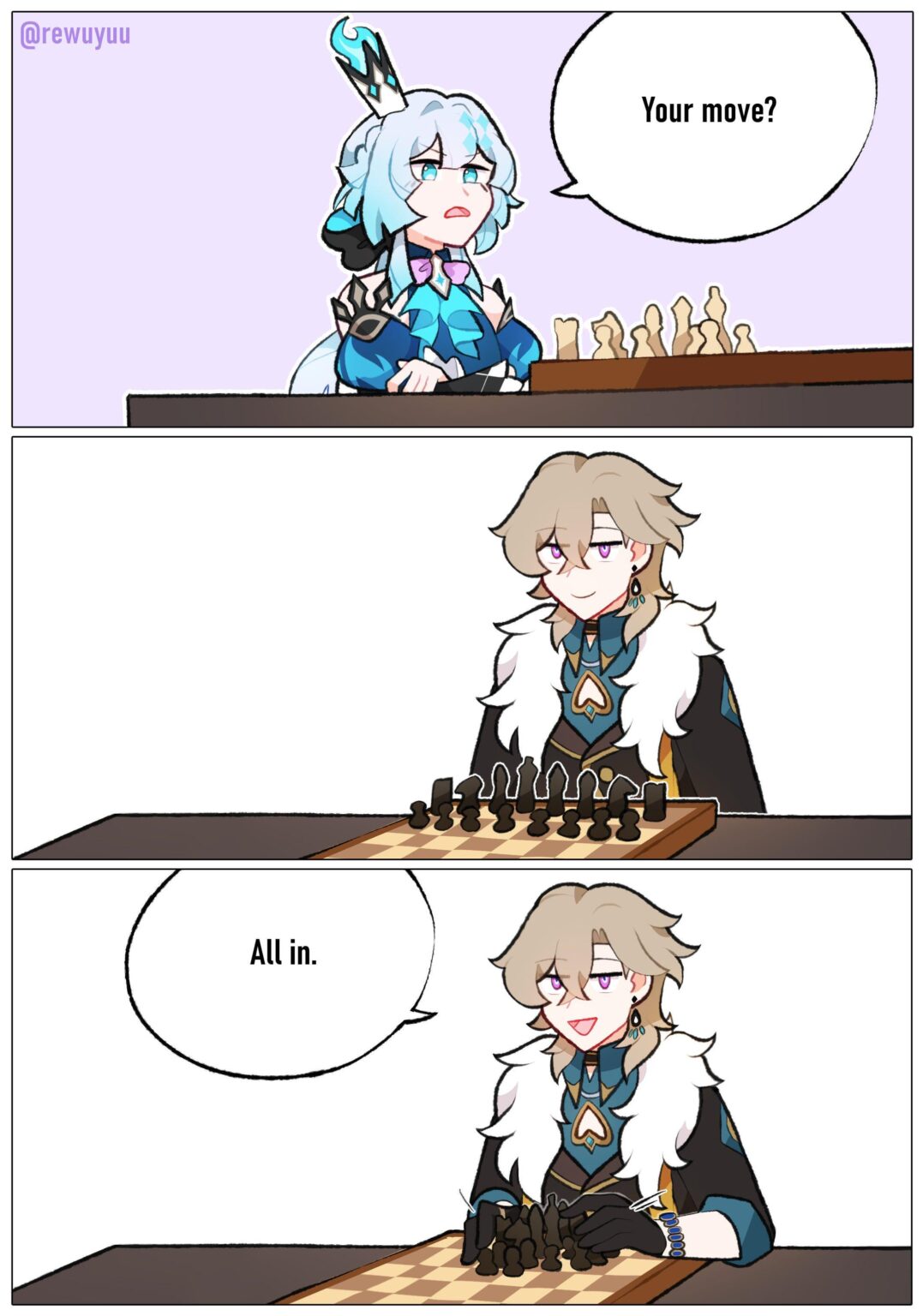 アベンチュリンとチェス (@rewuyuu より)