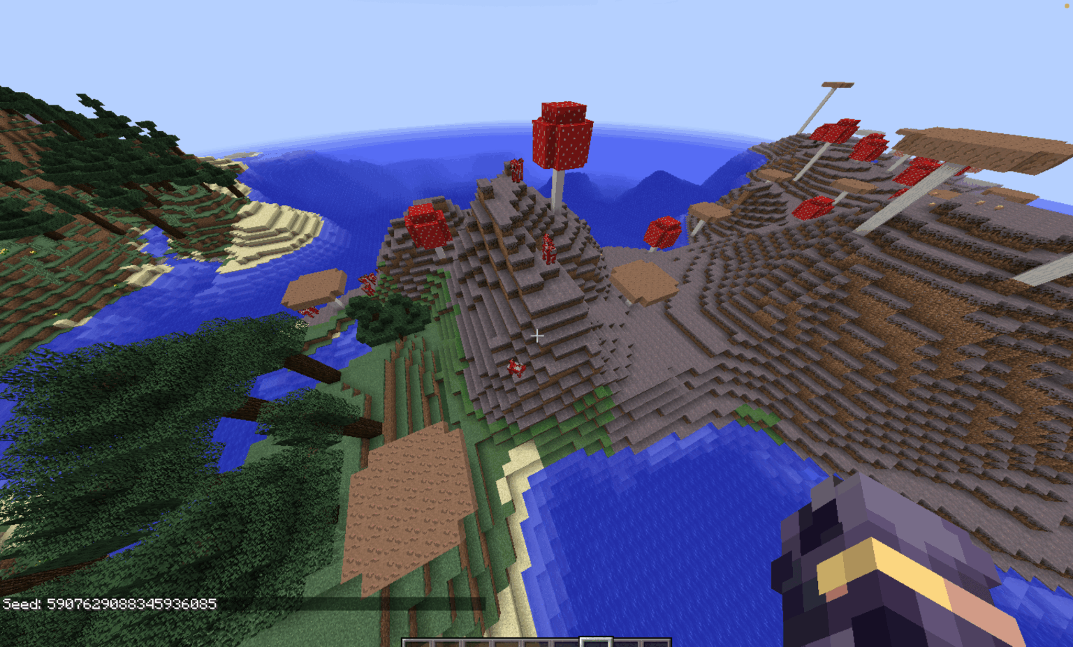 トウヒバイオームの隣に生成されたキノコ島。