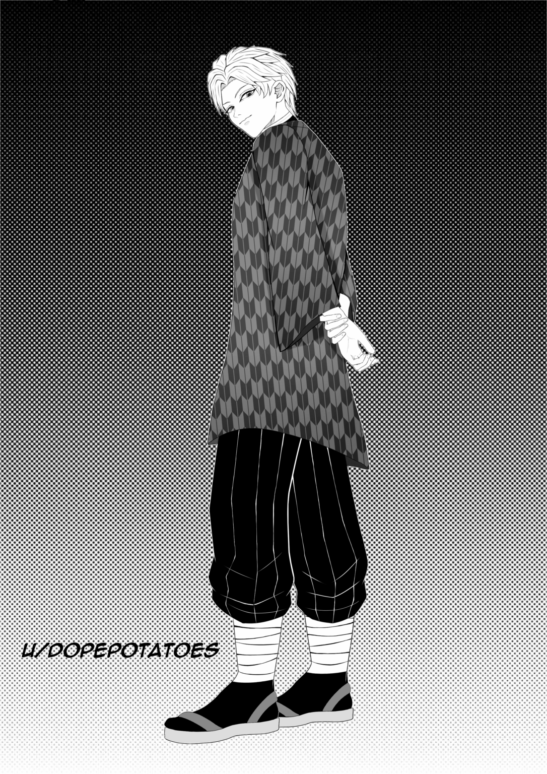 鬼滅の刃の漫画風にサイラスを描きました！ (私のアート)
