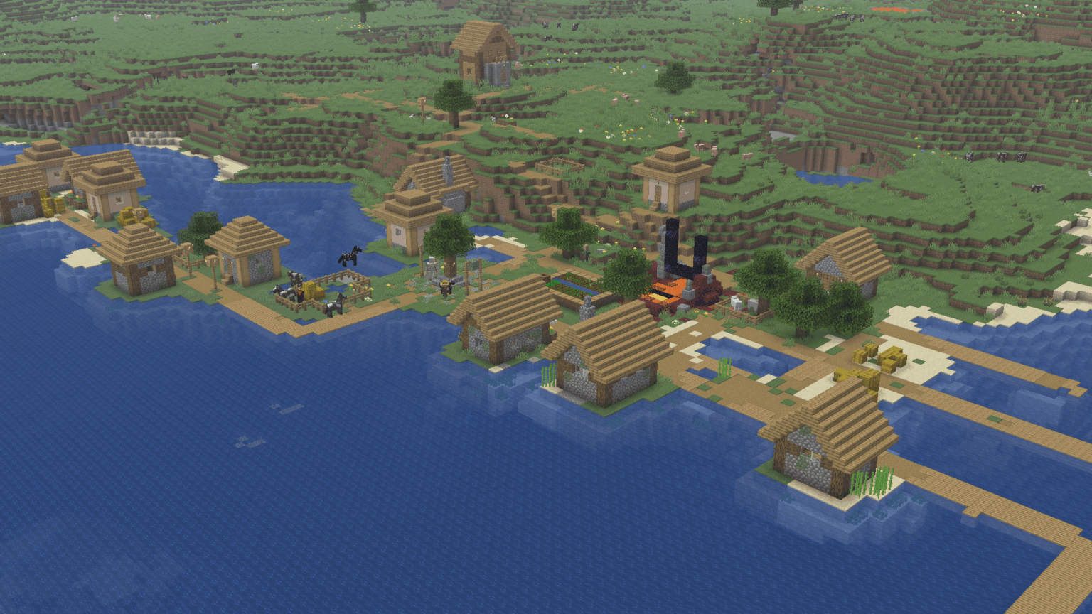 村の中心にあるネザーポータル [Java 1.21.11]