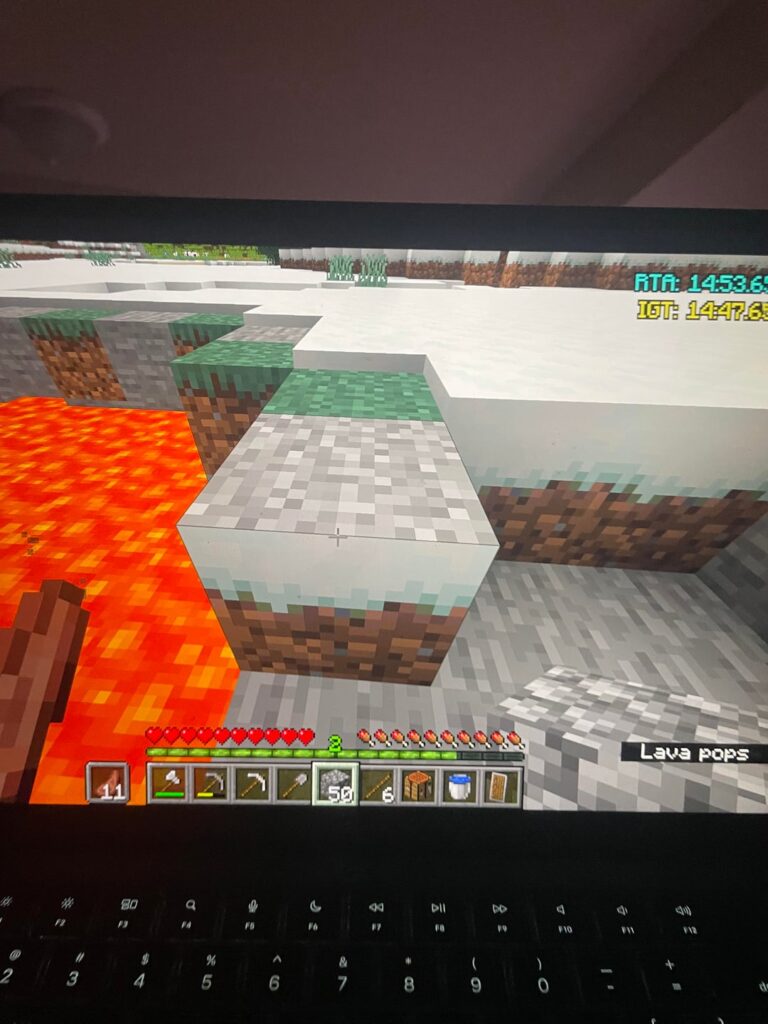 スピードランの不具合のある雪に覆われた草ブロック