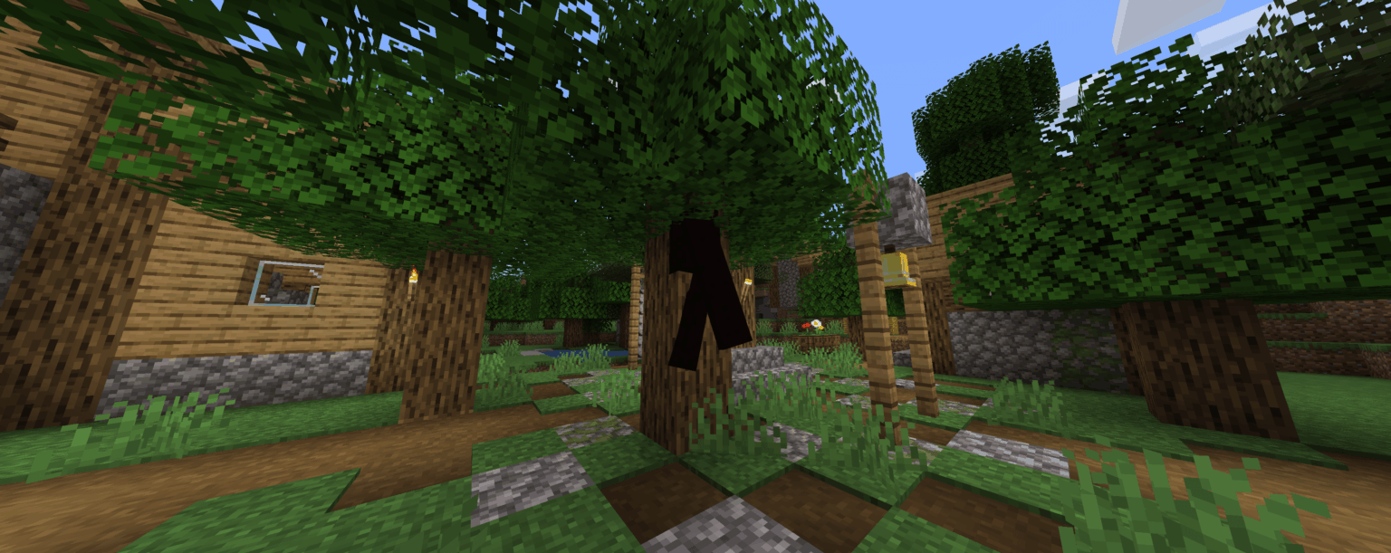 アイアンゴーレムが木にスポーンする