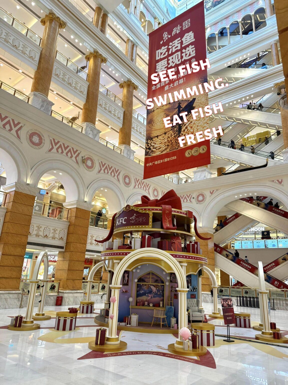 ラフのエリアは巨大なシーフード広告の真下にあります… 😂😂