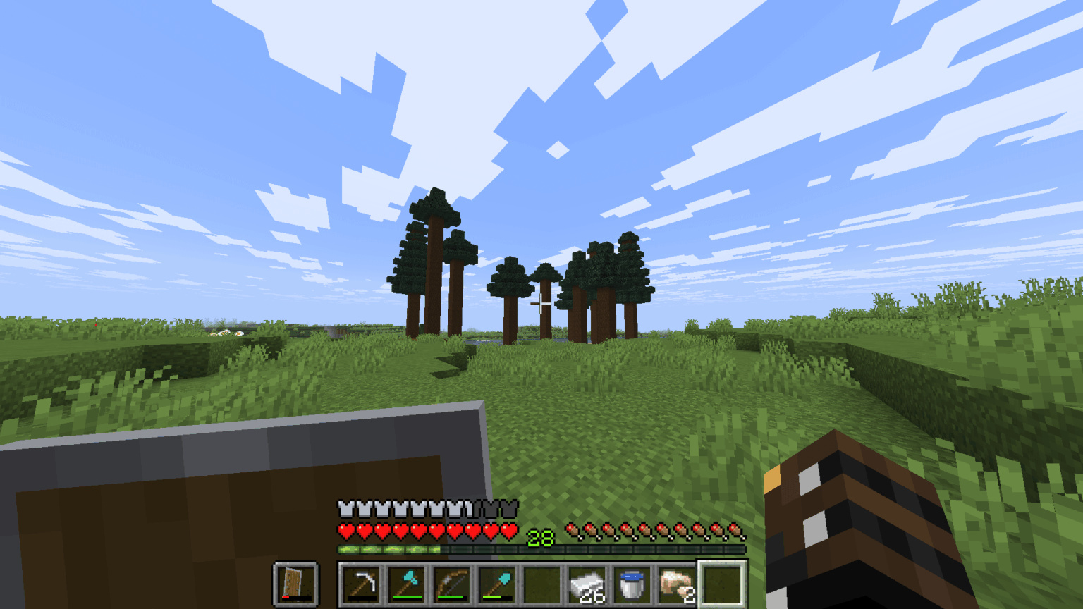 私は何もない平原バイオームの真ん中で、オールド・グロース・タイガのこの小さな区画を見つけました。