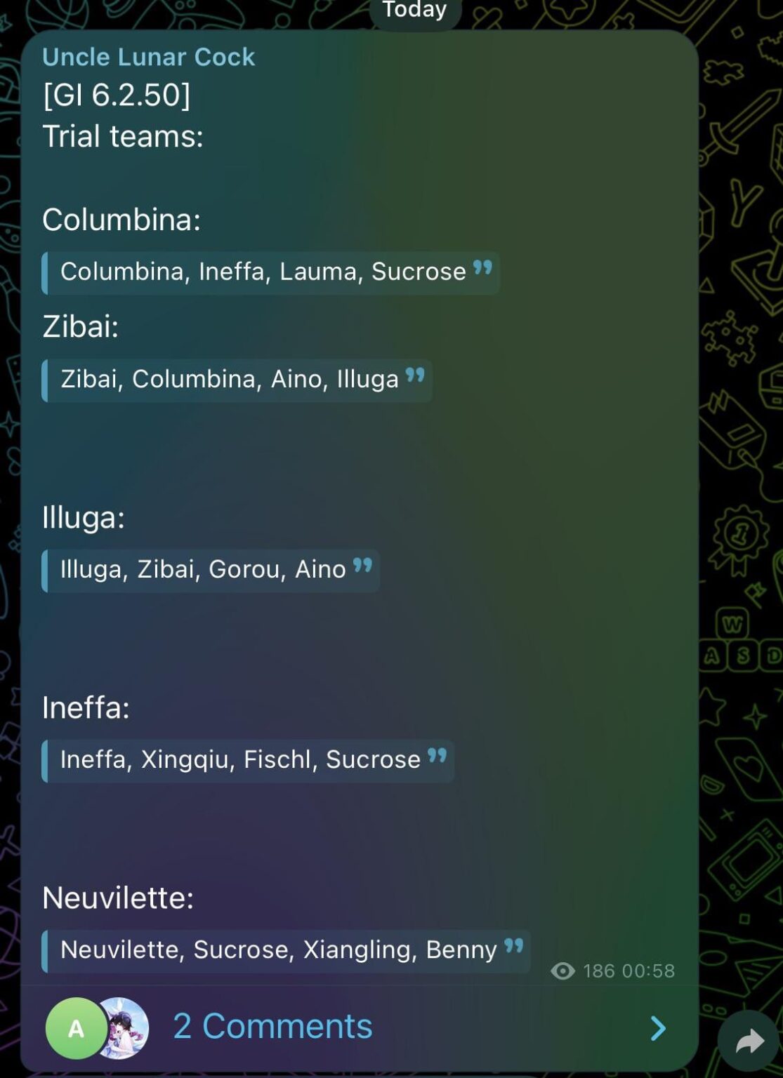 アンクルLC経由の6.3キャラクタートライアルチーム