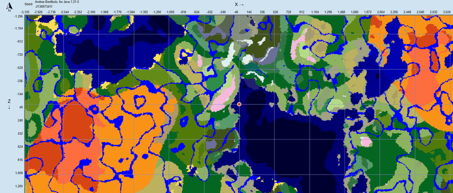 スポーンからそれほど遠くないさまざまなバイオーム。