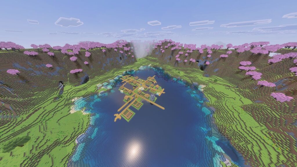 超深湖の中心にある村＋試練の部屋とさらに多くの村を配置した桜の輪