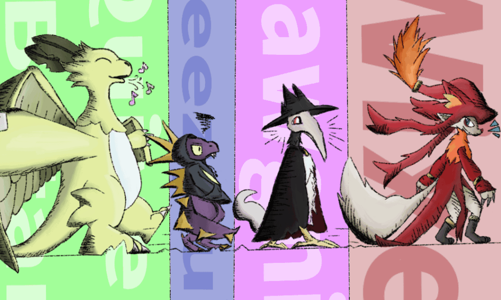 チーム紹介: Quivern Botan、Leezpunk、Cawgnito、Wixen >:D (私による)