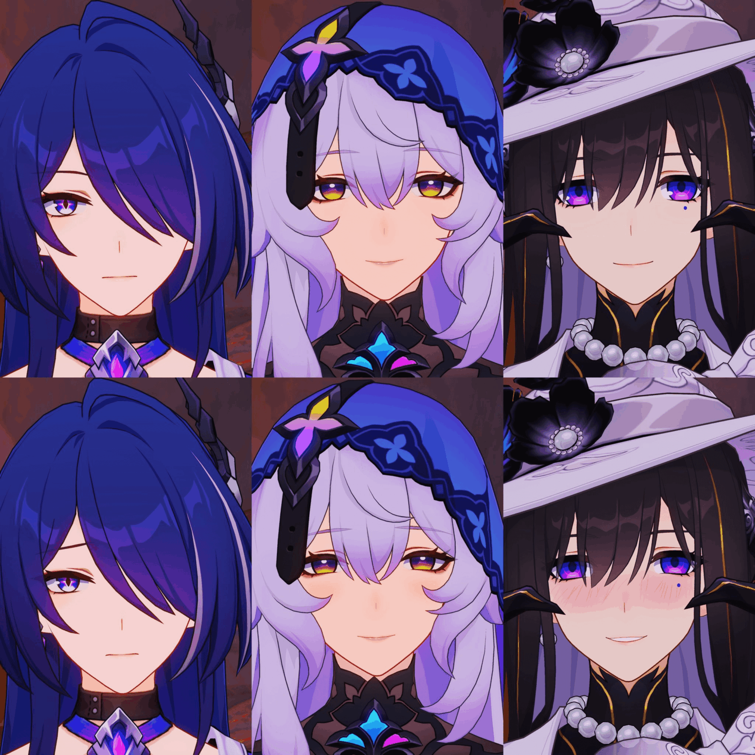 アケロン、ブラック スワン、コンスタンスの通常顔/内気な顔