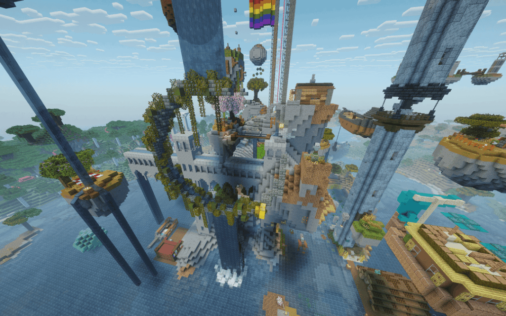 ポータルの背景として滝を作成しましたが、ベンチの視界を妨げたので、リングを作成してそれを分離しました