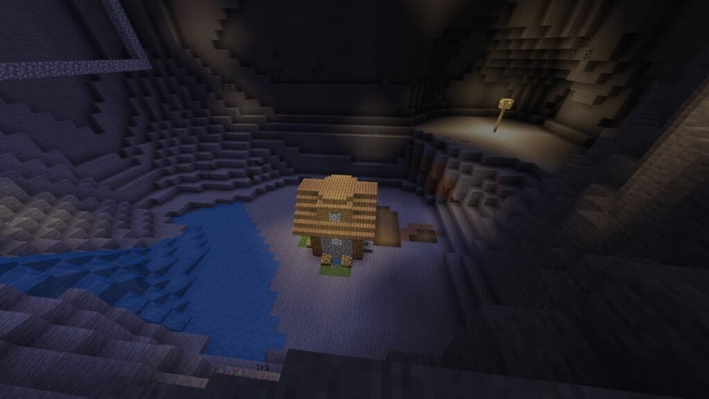 洞窟の真ん中にある村の家