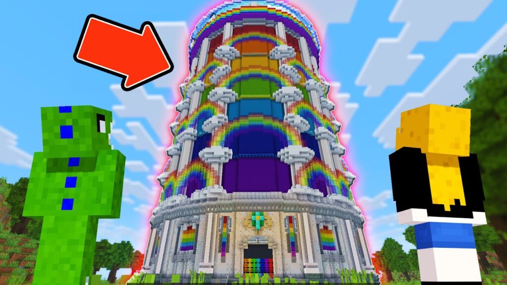 レインボータワー🌈の一番上に行けるのか！？タワーアタック&ディフェンス【マインクラフト】