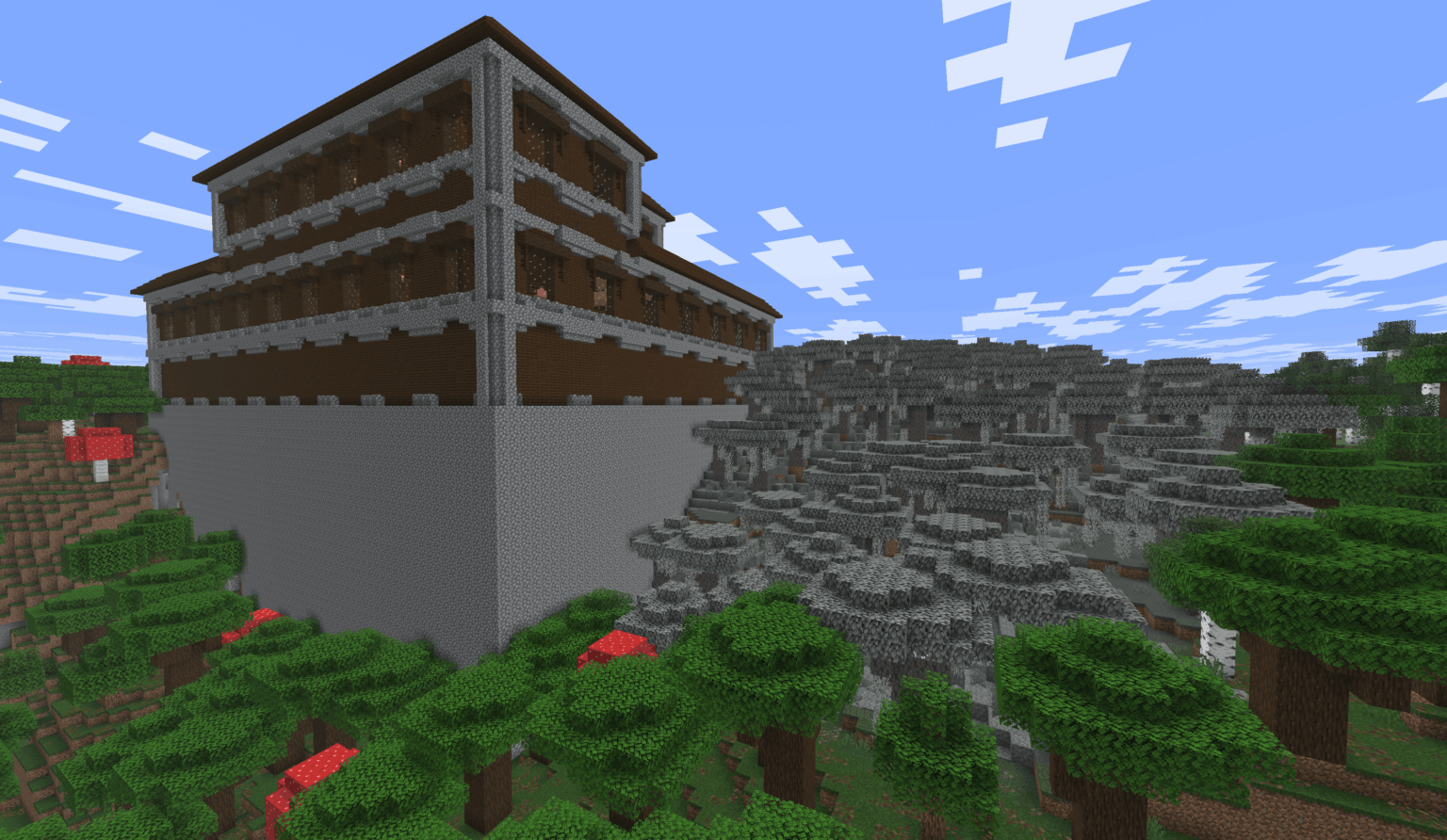 ファンキーな邸宅、スポーンから 500 ブロック