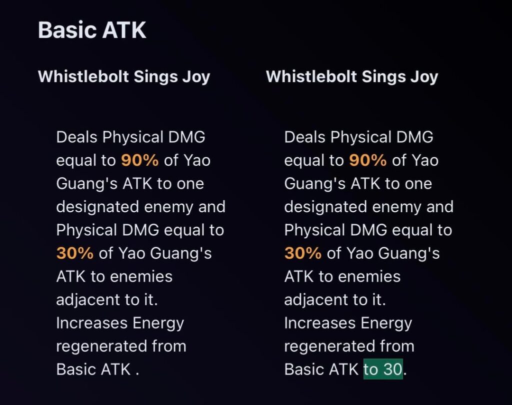 4.0v3 Yao Guang の変更 (Hakush.in 経由)