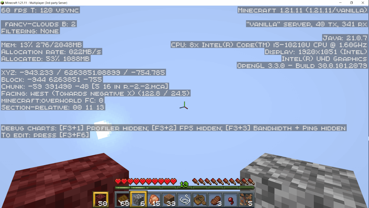 これを修正するにはどうすればよいですか?私は空中600万ブロックにいる