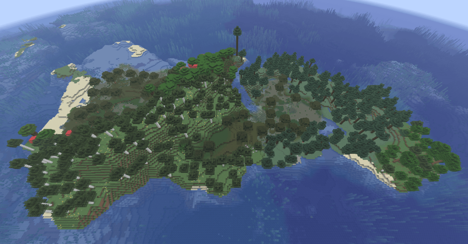 5 つのバイオームがある小さな島