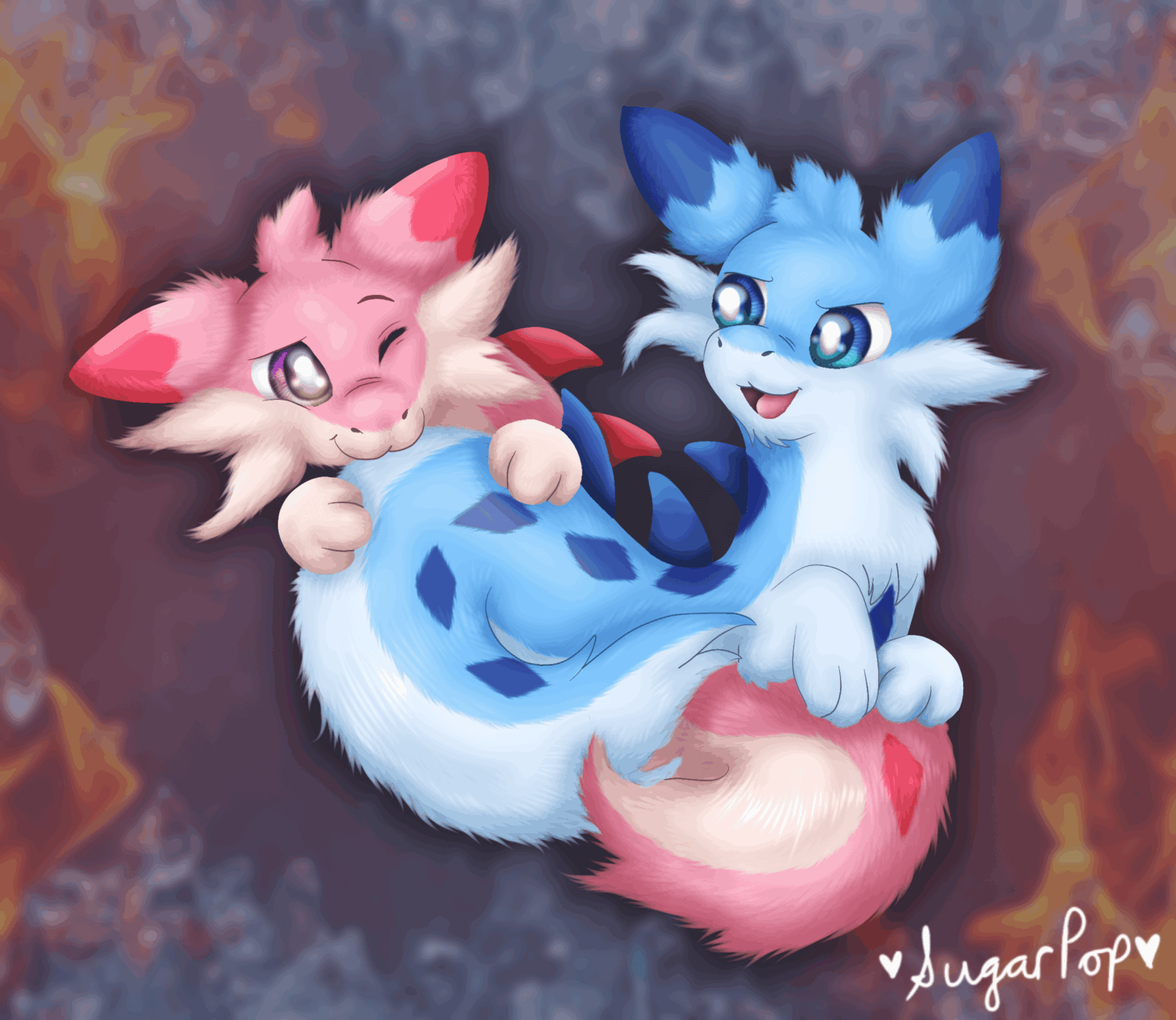 チレットとチレットイグニス 💙❤ (アート by 私)