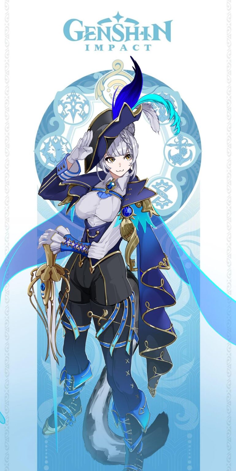 原神のスプラッシュアート、5つ星のハイドロ・ドゥワード・ユーザー・フロン・フォンテンを描きました