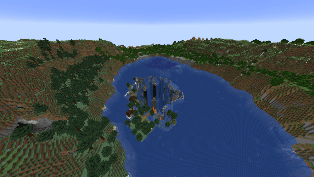 陥没穴の上に浮かぶ村、近くに 2 つの村 [-938347287949313361 @ (32, -800)] [1.18-1.19.2 for sinkhole,  1.19.2-1.21.11 without]