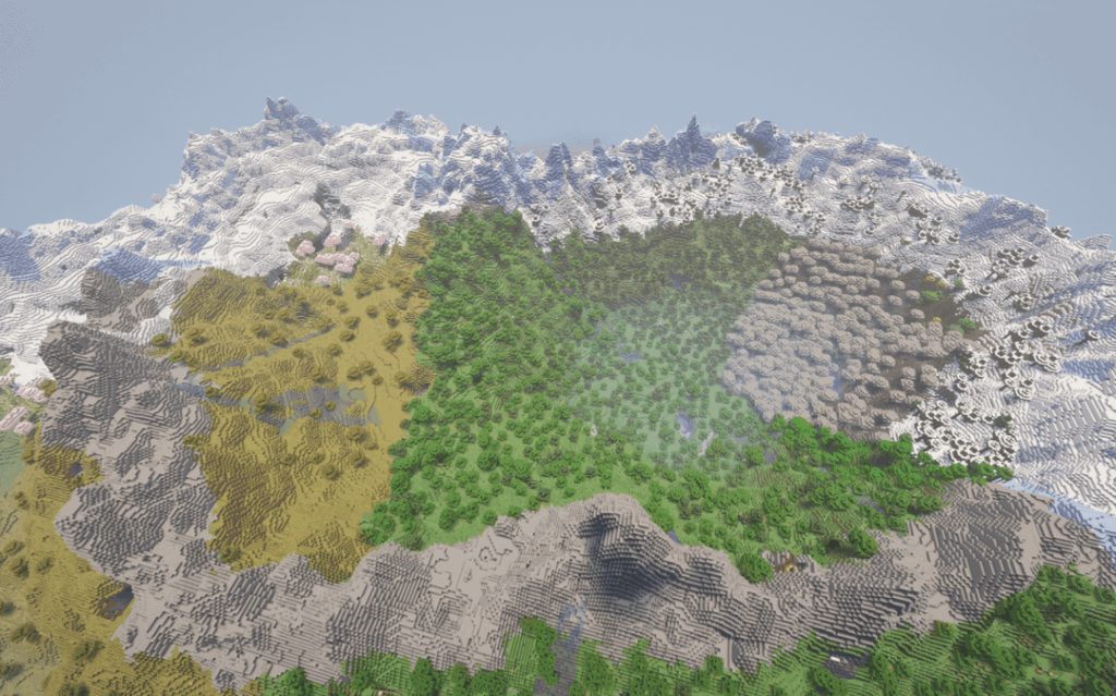 スポーン時の 1 つの山年輪に 9 種類の木材