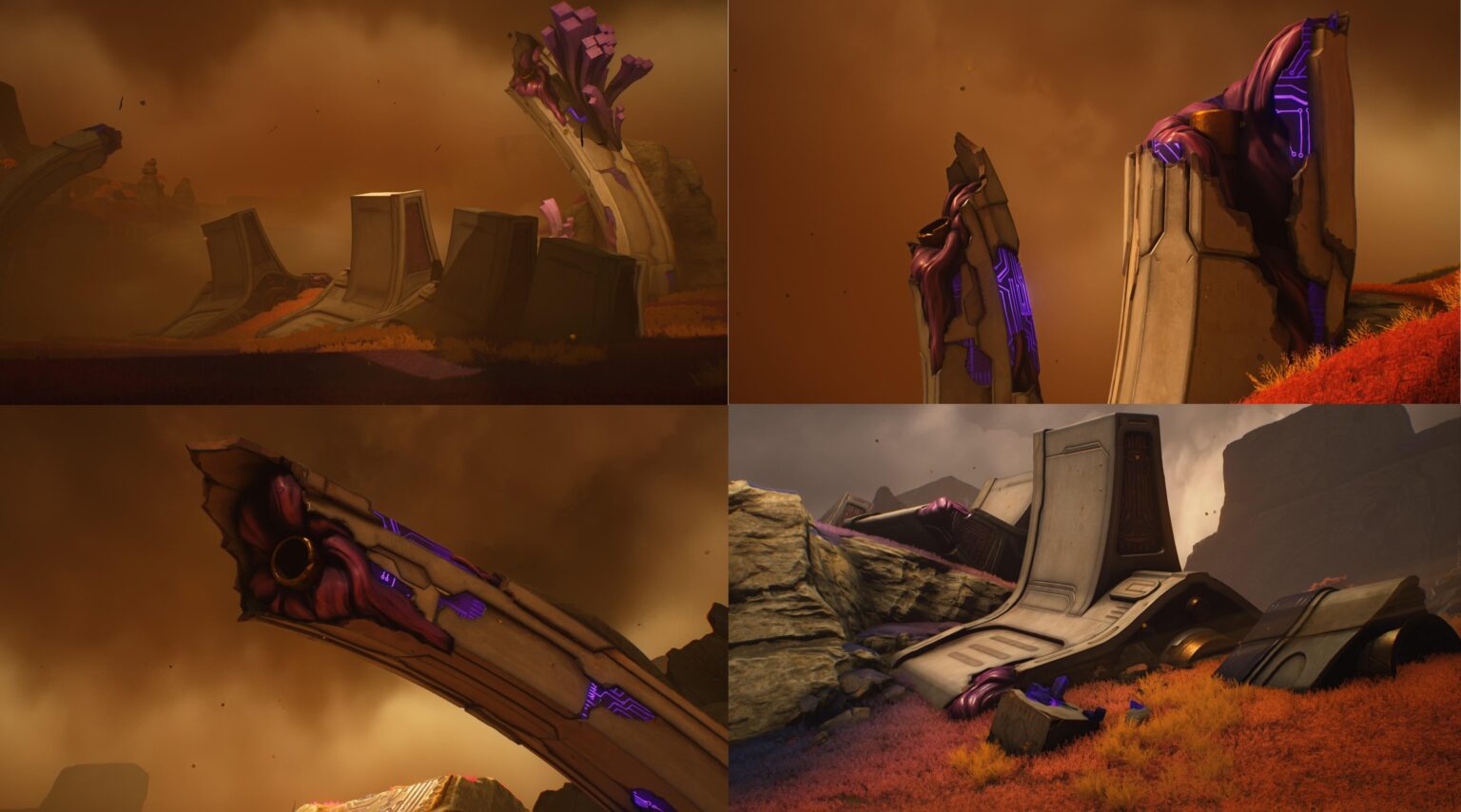 ラハイ・ロイ各地で発見されたこれらの巨大な遺跡は何ですか？見た目は機械的だけど、中には肉が入っている……。