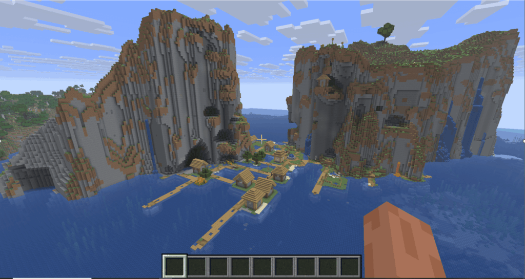 2 つの崖に挟まれた平原の村。 3388318573028837977 村の座標 X: -496 Z: -432 画像が含まれています。クリックしてご覧ください。