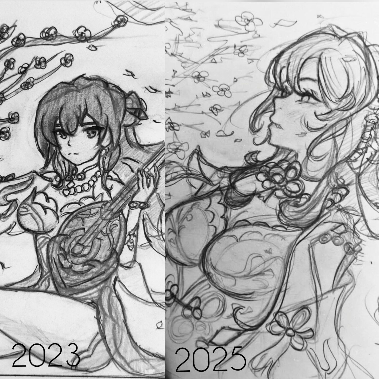 私 (@bbt.draws) による長年にわたる 2 つの Ruan Mei