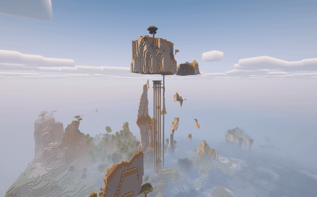 非常に高い沼地小屋の上の浮島にスポーンします