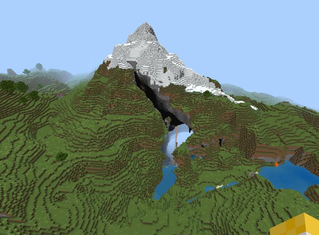 巨大な亀裂のある山