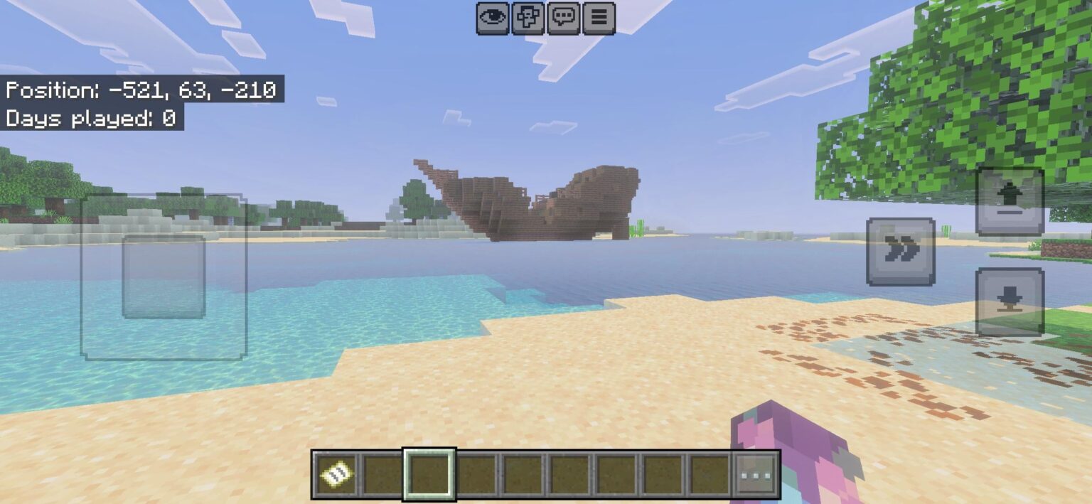 水上のほぼ無傷の船。