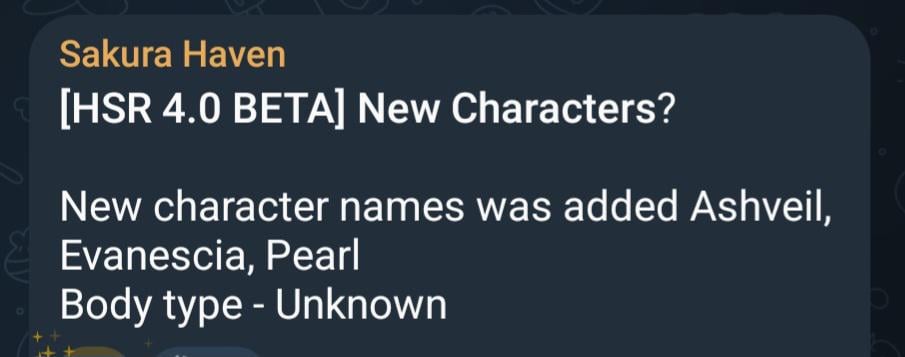 4.X の新しいキャラクターの名前 (Sakura Haven 経由)