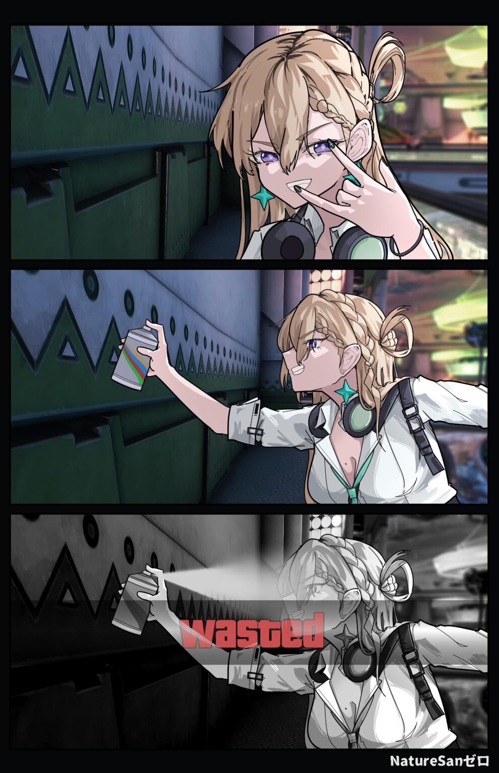 落書きをしようとするライネ (by リョンさん)