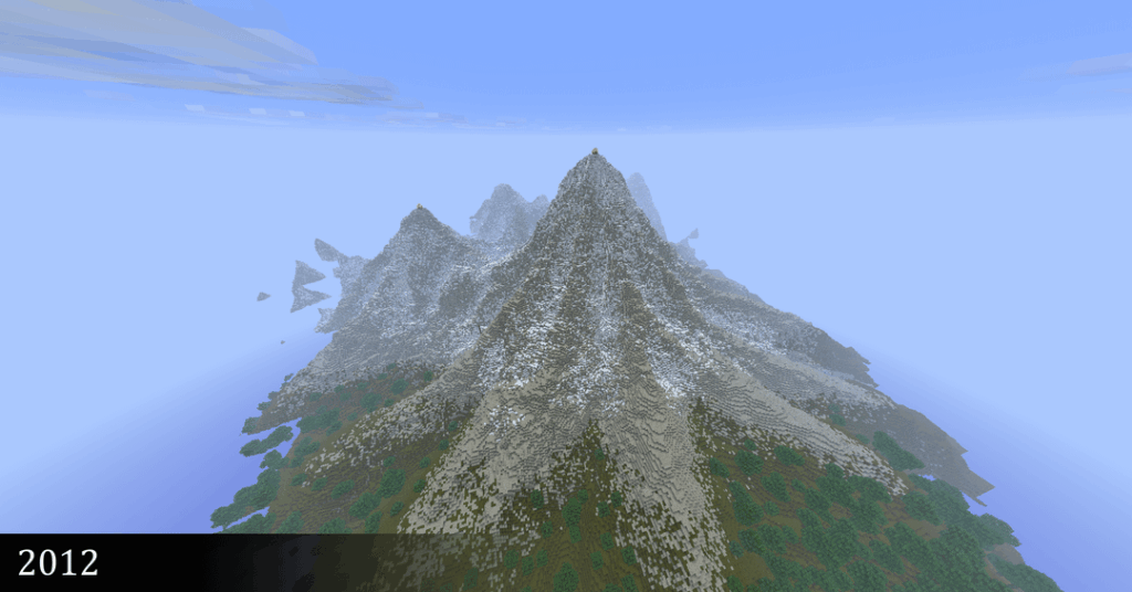 2012 年から Minecraft で山を作り続けています - ここに毎年のショットがあります